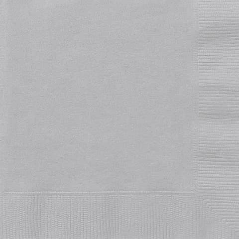 Silver Square Paper Napkins 33cm (20 Pack)