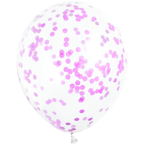 Hot Pink Confetti Balloons 12" Latex (6 Pack)