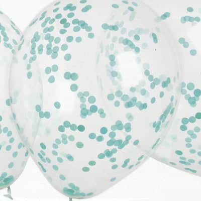 Teal Confetti Balloons 12" Latex (6 Pack)