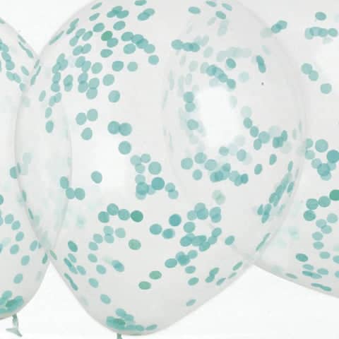 Teal Confetti Balloons 12" Latex (6 Pack)