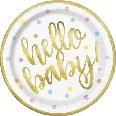 Hello Baby Paper Plates 23cm (8 Pack)