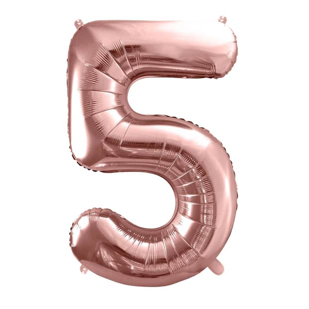 Rose Gold Foil Number 5 Balloon 34"