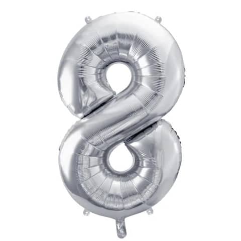 Silver Foil Number 8 Balloon 34"