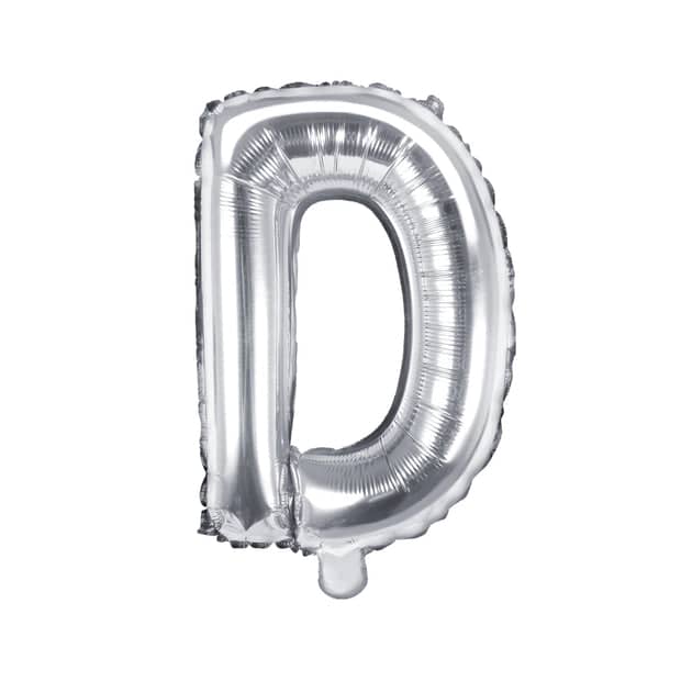 Silver Foil Letter D Balloon 14"