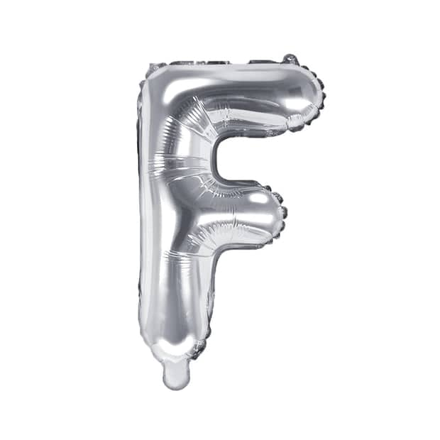 Silver Foil Letter F Balloon 14"