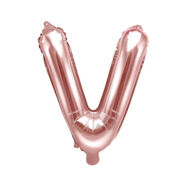 Rose Gold Foil Letter V Balloon 14"