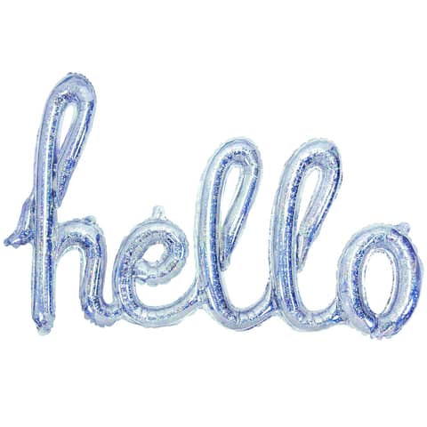 Hello Holographic Silver Foil Balloon