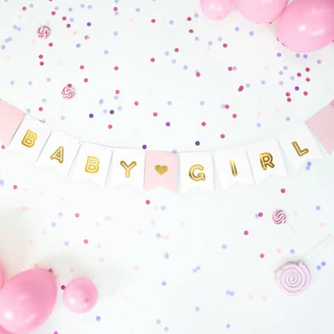 Pink & Gold Baby Girl Banner