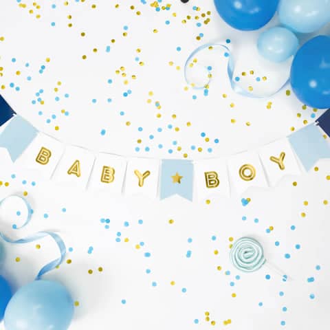 Blue & Gold Baby Boy Banner