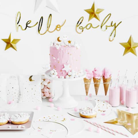 Gold Hello Baby Little Star Banner