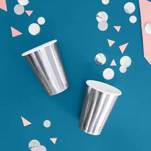 Metallic Silver Paper Cups 220ml (6 Pack)