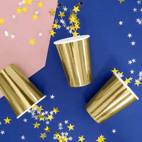 Metallic Gold Paper Cups 220ml (6 Pack)