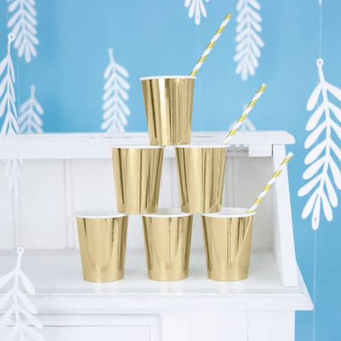 Metallic Gold Paper Cups 220ml (6 Pack)