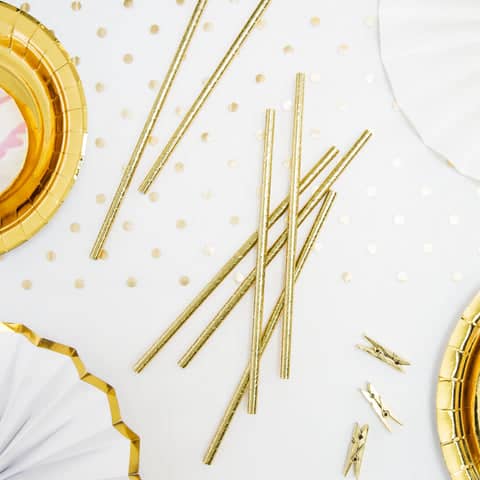 Metallic Gold Paper Straws (10 Pack)