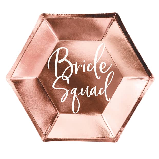 Rose Gold Bride Squad Paper Plates 23cm (6 Pack)