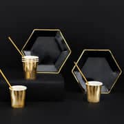 Black & Gold Plates 23cm (6 Pack)