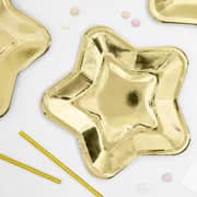 Metallic Gold Star Paper Plates 23cm (6 Pack)