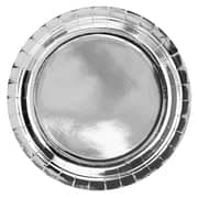 Metallic Silver Paper Plates 23cm (6 Pack)