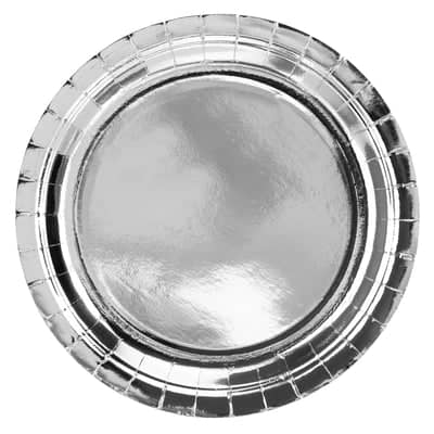 Metallic Silver Paper Plates 23cm (6 Pack)