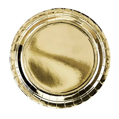 Metallic Gold Paper Plates 23cm (6 Pack)