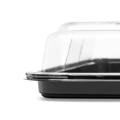 Black Serving Platters With Clear Lids - 4 Sizes Available