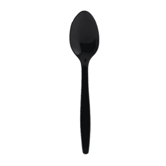 Black Plastic Spoons Heavy Duty (100 Pack)