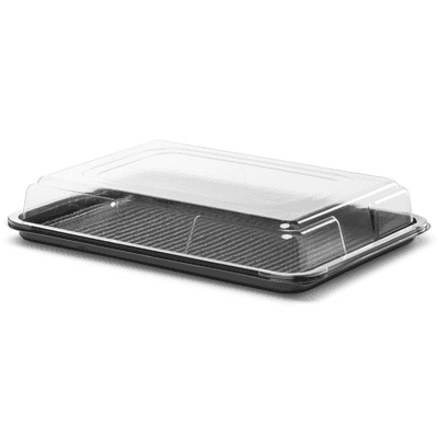 Black Serving Platters With Clear Lids - 4 Sizes Available