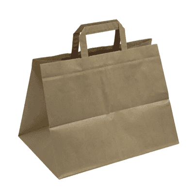 Brown Patisserie Paper Bags Flat Handle (25 Pack) - 2 Sizes Available