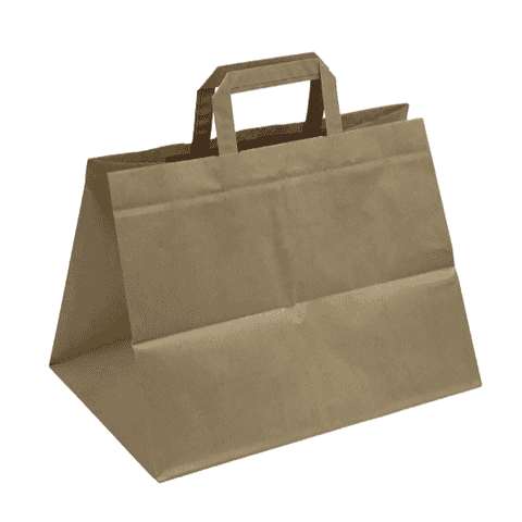 Brown Patisserie Paper Bags Flat Handle (25 Pack) - 2 Sizes Available