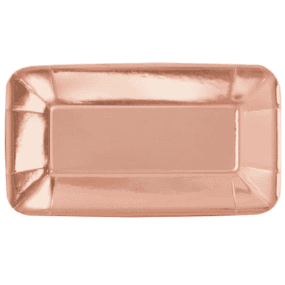 Rose Gold Rectangular Paper Plates (8 Pack)