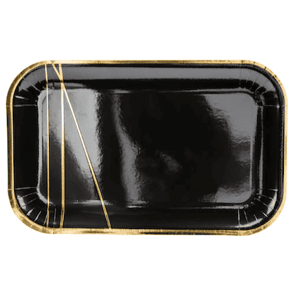 Black & Gold Rectangular Plates (6 Pack)