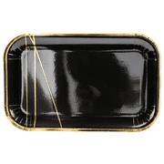 Black & Gold Rectangular Plates (6 Pack)