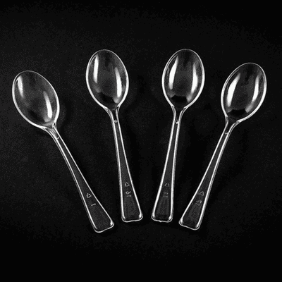 50 x Clear Mini Plastic Spoons