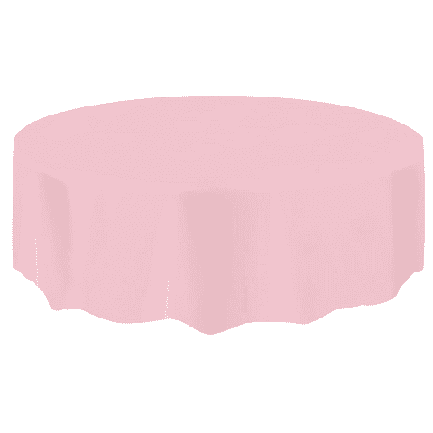 Baby Pink Round Plastic Table Cover 2.1m