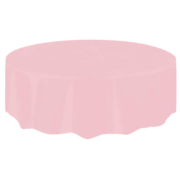 Baby Pink Round Plastic Table Cover 2.1m