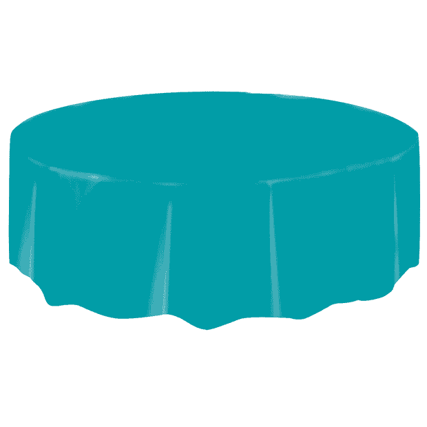 Teal Round Plastic Table Cover 2.1m