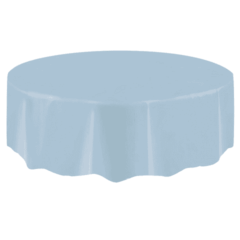 Baby Blue Round Plastic Table Cover 2.1m