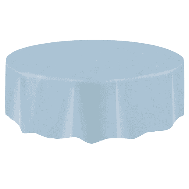 Baby Blue Round Plastic Table Cover 2.1m