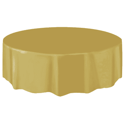 Gold Round Plastic Table Cover 2.1m