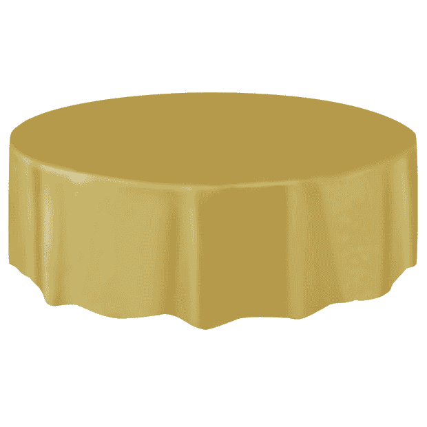 Gold Round Plastic Table Cover 2.1m