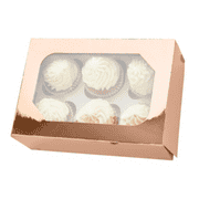 Metallic Rose Gold Cupcake Box With Window (Holds 6)