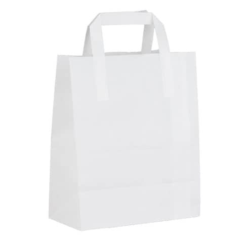 White SOS Paper Bags Flat Handle (25 Pack) - 3 Sizes Available